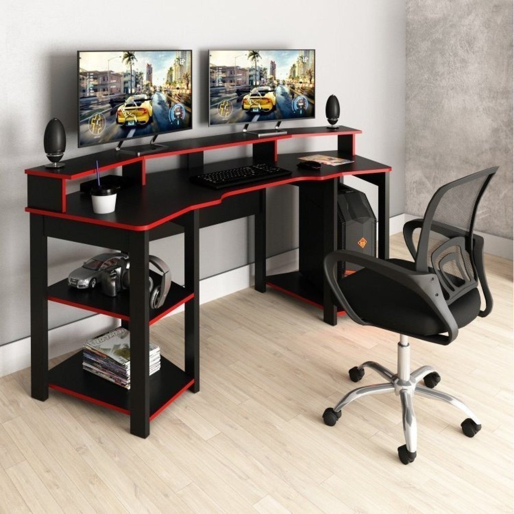 Conjunto 2 Peças com Mesa Gamer ME4167 com Cadeira de Escritório