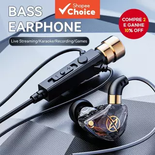 Fones de Ouvido Com Fio HiFi Cancelamento de Ruído Dinâmico Baixo para Esportes e Fitness em Oferta na Shopee