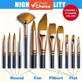 Conjunto De Pincéis De Artista Profissional De 12 Peças Para Pintura A Óleo E Acrílica , Presente De Feriado