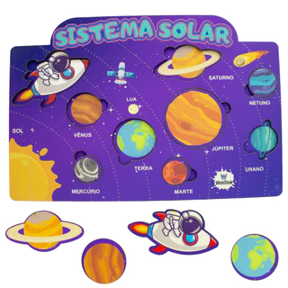 Brinquedo Didático Quebra Cabeça Encaixe Divertidos Sistema Solar Terra Autismo 9pçs
