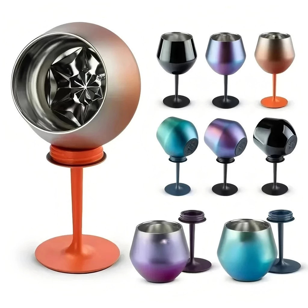420ML Taça Copo Térmico De Aço Inoxidável 2 Em 1 Para Gin Vinho Drink Bebidas 14oz(Sem Tampa e Canudo)