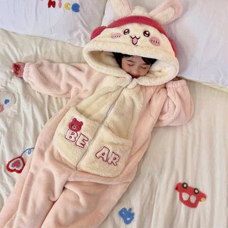 Crianças crianças pijamas quentes Coral velo inverno morango urso meninas meninas estudantes do ensino médio médio médio em Oferta na Shopee