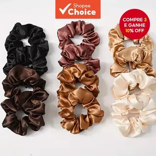 6-10 Unidades De Elásticos De Cetim De Seda Sem Prendem Laços De Cabelo – Macios E Elegantes em Oferta na Shopee