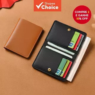 Chique Mini Porta-Cartões De Couro PU Dobrável Com Fecho De Fivela Carteira Fina Para Mulheres Viagens Essenciais em Oferta na Shopee