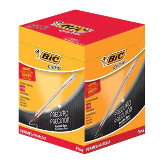 Caneta esferográfica Cristal fina Vermelha caixa com 100 unidades Bic em Oferta na Shopee