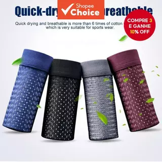 Conjunto com 4 Peças de Cuecas Boxer Masculinas em Seda Gélida - Roupa de Baixo Transpirante para Verão | Tamanhos S-3XL em Oferta na Shopee
