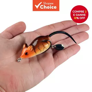 Iscas de Pesca Artificiais Rato Lifelike 5,5cm 10g Anzóis Cabeça de Cobra Wobblers para Peixes de Água Salgada em Oferta na Shopee
