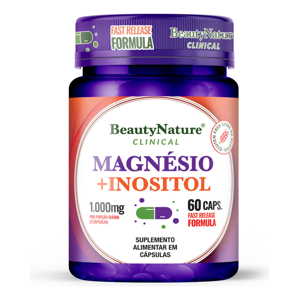 Magnésio + Inositol 1000mg 60 Caps. Beauty Nature Sem Sabor | Shopee Brasil