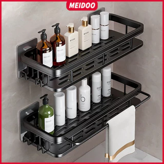 MEIDOO Prateleira de banheiro, prateleira de canto, suporte de cosméticos de parede, sem furadeira em Oferta na Shopee