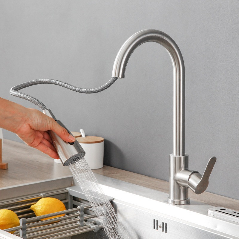 Torneira Gourmet Pia Cozinha Extensor Flexível Misturador Monocomando Pull Down Ducha Spray Arejador Articulado Inox 403