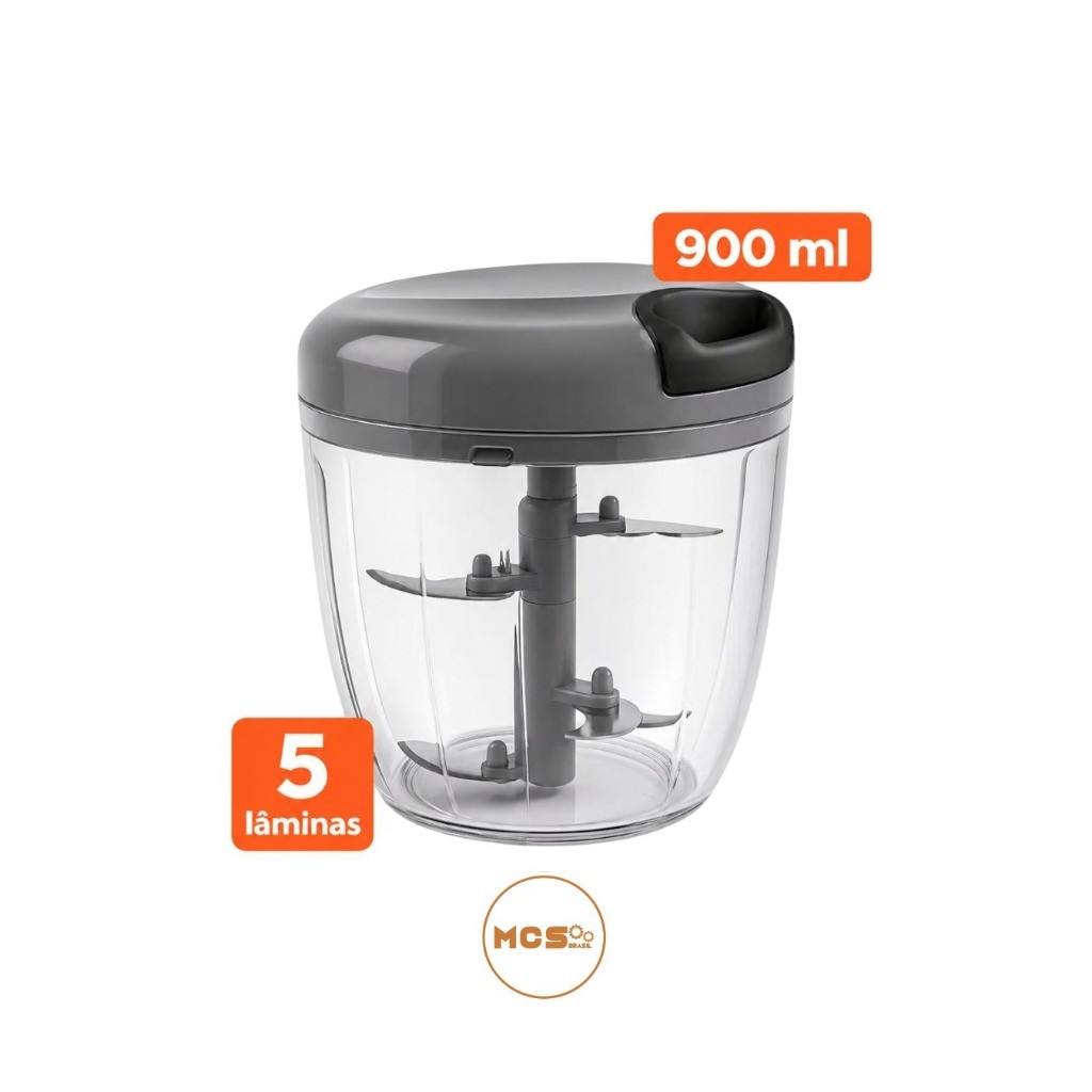 Processador Triturador Manual De Alimentos Grande 5 Lâminas 