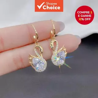 Brincos Modernos De Zircônia De Cisne , Pendurados Coreanos , Joias Chiques Brilhantes Para Mulheres em Oferta na Shopee