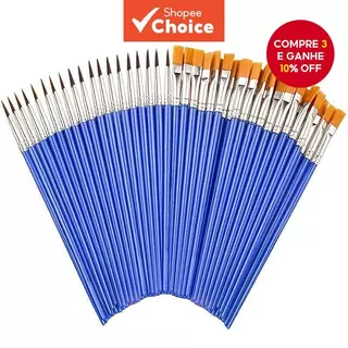 Conjunto De Pincéis De Pintura Profissional (20 Unidades)-Cerdas De Nylon De Vários Tamanhos Para Óleo/Água/Acrílico/Art em Oferta na Shopee