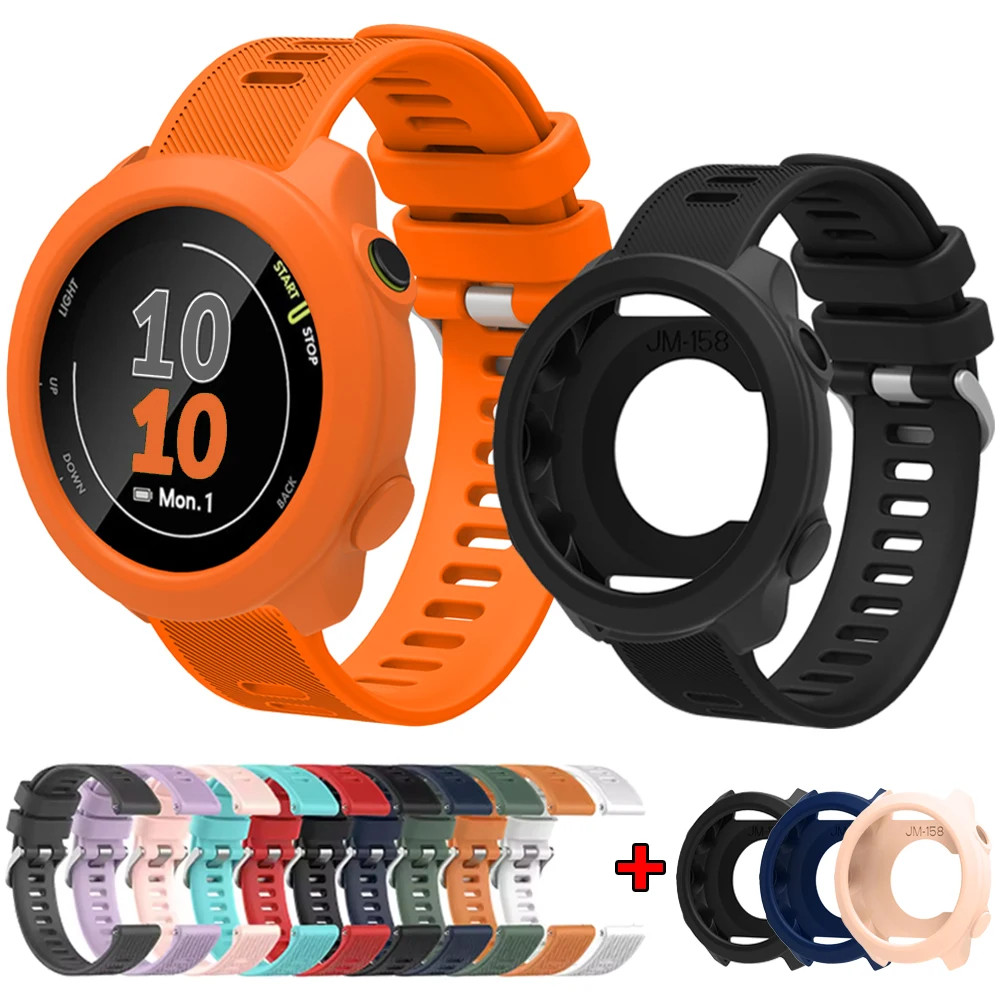 Yystao Funda De TPU Para Garmin Forerunner 55 / 158 42 Mm - 2 Unidades, Naranja Y Transparente, Ligera Y Amortiguadora