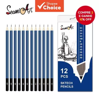 SeamiArt 12 Art Sketch Pencils & Kawaii Pillow Pencil Case-Conjunto De Grande Capacidade Para Estudantes/Escritório em Oferta na Shopee