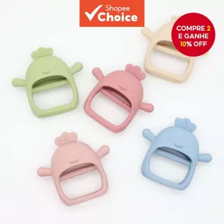 Chupeta de silicone para bebês em formato de galinha, atóxica e fácil de segurar e limpar. em Oferta na Shopee