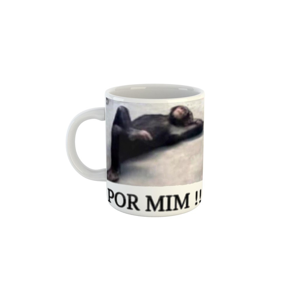 Caneca Cerâmica Macaco Relaxando Meme "Por mim!!" Presente Meme na Caneca
