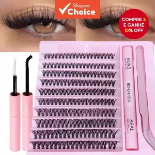 Conjunto De Cílios Postiços De Tufo Único De 200 Unidades-Volume C , Comprimento Misto 10-16 Mm . em Oferta na Shopee