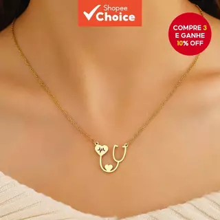 Colar De Batimento Cardíaco Em Aço Inoxidável , Pingente De Estetoscópio , Gargantilha , Joia , Presente Para Mulheres , em Oferta na Shopee