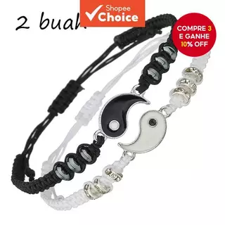 Conjunto De Pulseira De Corda Yin Yang Preto E Branco Para Casais Combinando Joias De Amizade em Oferta na Shopee