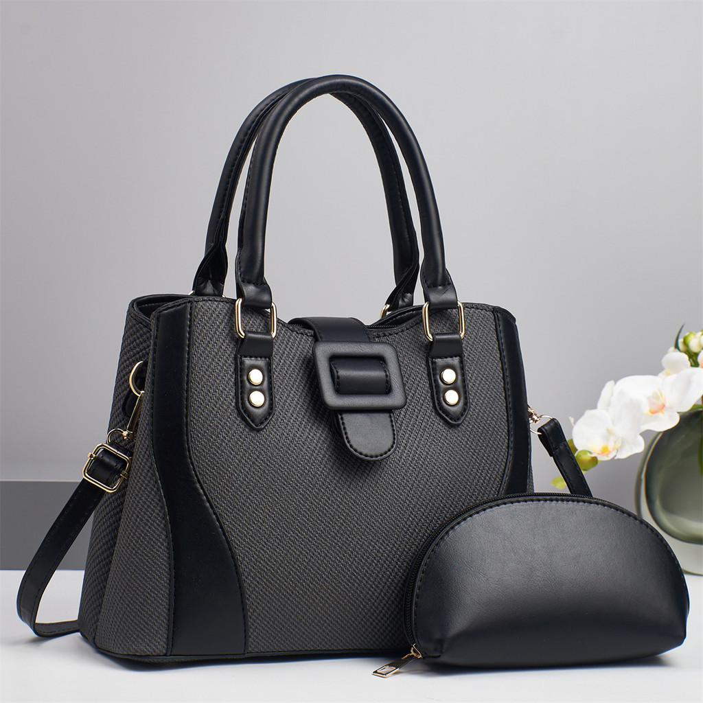 Elegante bolsa feminina de patchwork em duas peças, bolsa de ombro ...