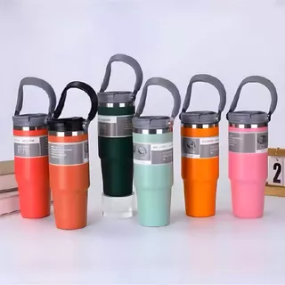 Copo Térmico Aço Inox com canudo.a vácuo quente e frio 900ml