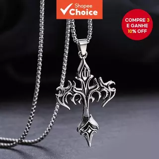 Moda Vintage Chama Cruz Pingente Colar Longa Corrente Jóias Góticas Para Homens Mulheres em Oferta na Shopee
