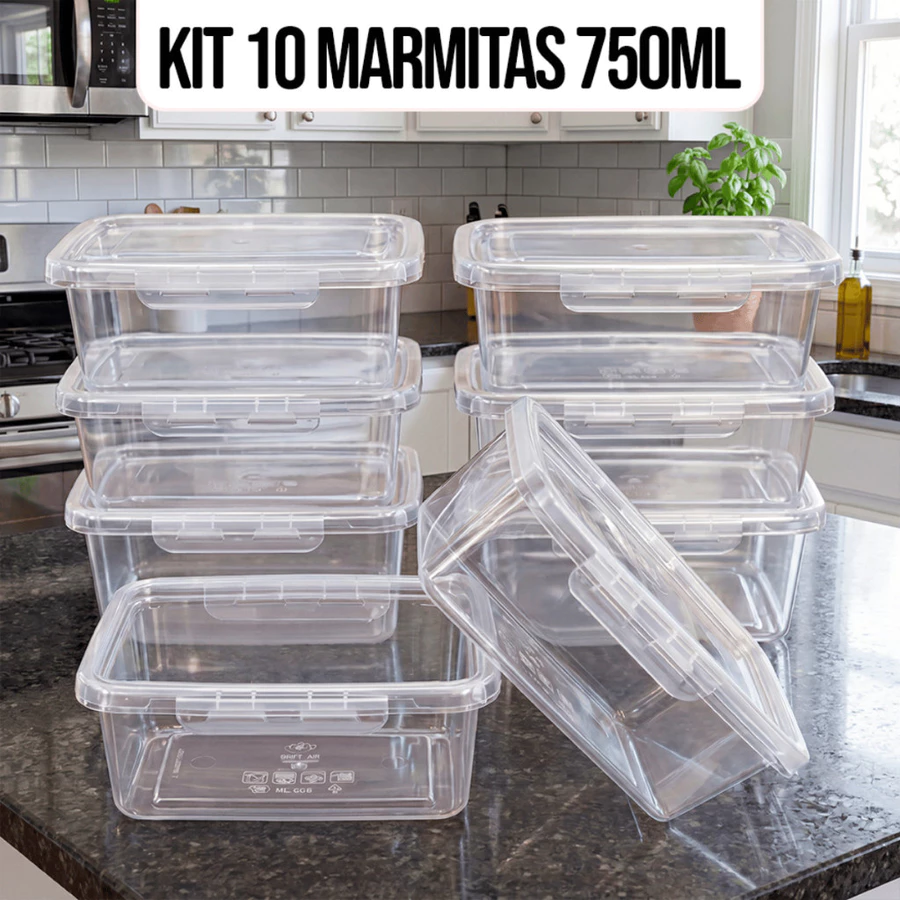 Kit 10 Marmitas Potes 750ml