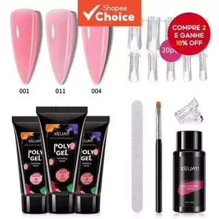 Xeijayi 8pcs Poly Extension Gel Kit 15ml Nude Rosa Builder Cola Com Formas Duplas Escova De Unhas Clipes em Oferta na Shopee