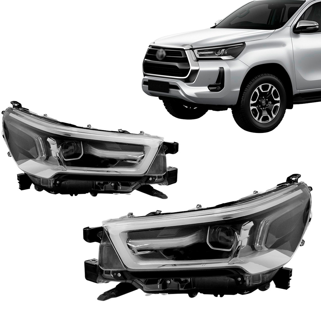 Farol Hilux Srx 2021 2022 2023 2024 Led Cromado | Shopee Brasil