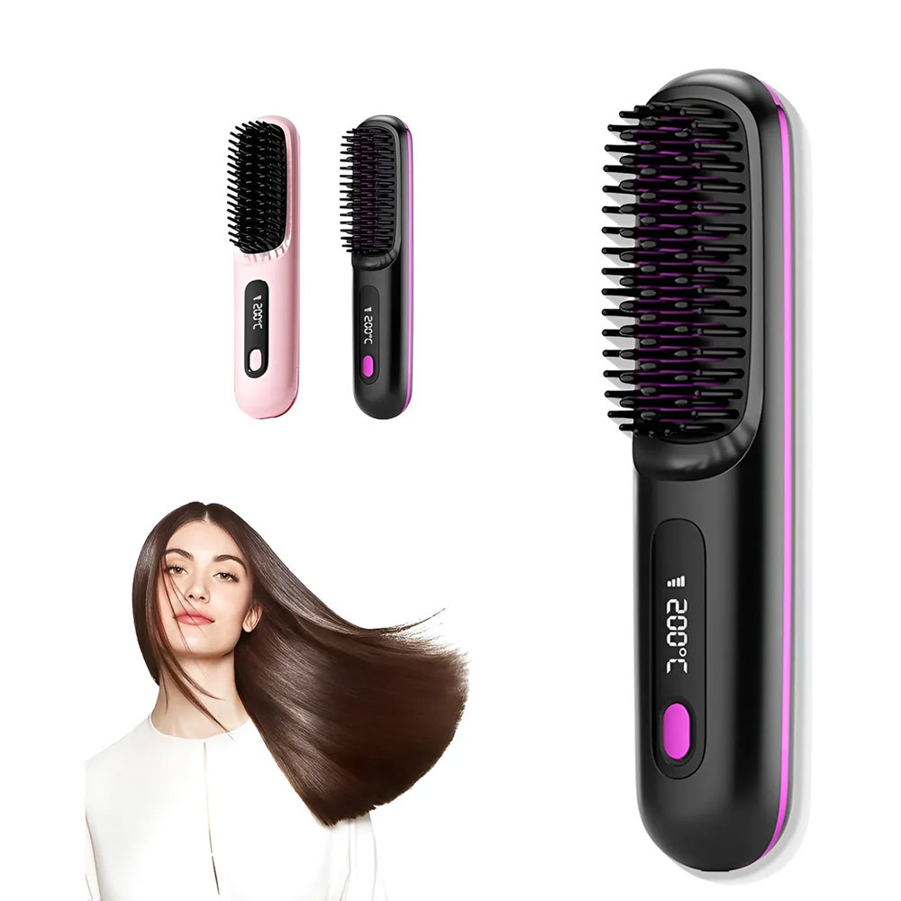 Escova Alisadora de Cabelo Portátil Sem Fio Recarregável Domni | Shopee ...