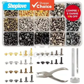 Kit de Ferramentas para Rebites Metálicos Redondos com Tampa Dupla para Calçados de Couro, Cinto e Roupas em Oferta na Shopee