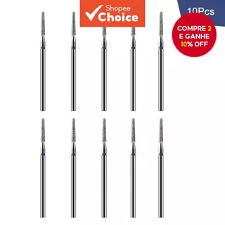 Conjunto com 10 brocas de diamante para manicure, cortadores para esmalte em gel e acessórios para cutículas. em Oferta na Shopee