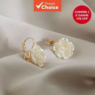 Brincos Pendurados De Camélia Branca Ouro Moda Coreana Joias De Festa Elegantes Para Mulheres em Oferta na Shopee