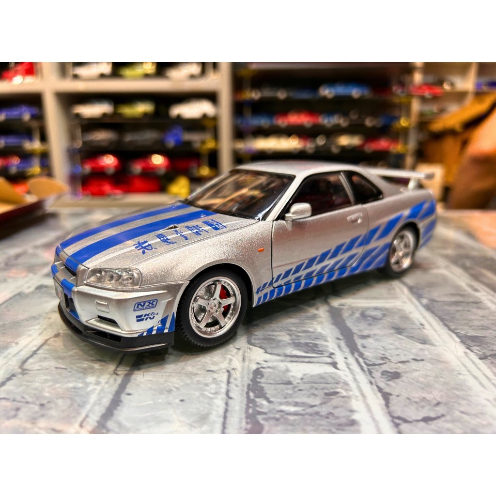 Velozes e Furiosos Nissan Skyline GT-R R34 Prata Miniatura Diecast