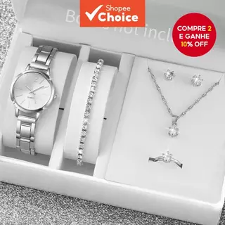 Conjunto De Relógios Femininos De 6 Peças – Minimalistas De Quartzo Com Detalhes De Strass Para Estilo Diário (Sem Caixa em Oferta na Shopee