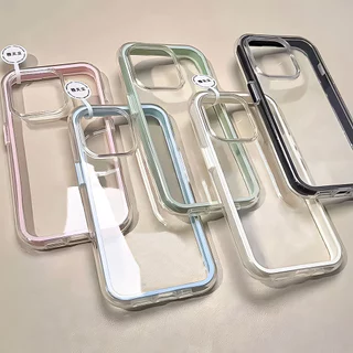 Capa 3 Em 1 Capinha Para IPhone 13 11 12 14 15 16 17 18 Air Pro Max Plus Normal Transparente Acrílico Ins Anti-Impacto