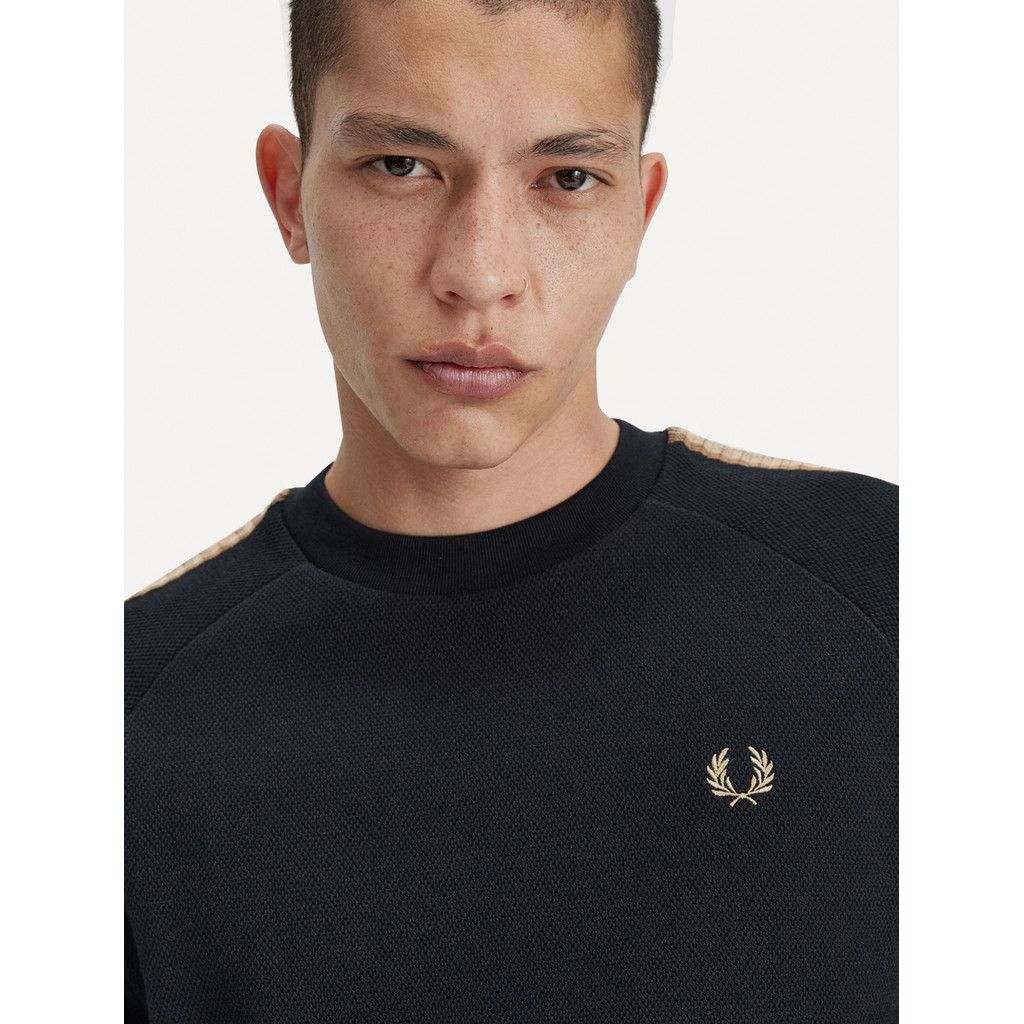 Blusa Fred Perry Masculina Crochet Taped Track Preta | Shopee Brasil