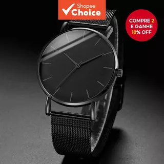 Relógio De Negócios Masculino Ultrafino Malha De Aço Inoxidável Pulso De Quartzo Para Uso Formal De Escritório em Oferta na Shopee