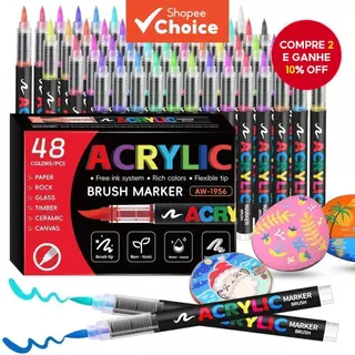 Caneta Acrílica De Ponta Macia, Disponível Em Embalagens De 12/24/36/48, Ideal Para Estudantes E Para desenhos em Oferta na Shopee