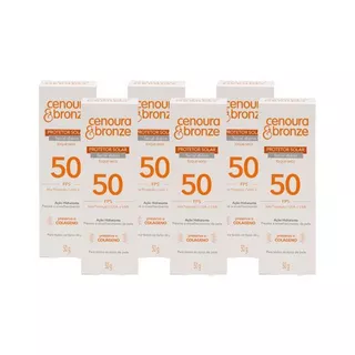 Kit Protetor Solar Facial FPS 50 Cenoura e Bronze 50g - 6un em Oferta na Shopee