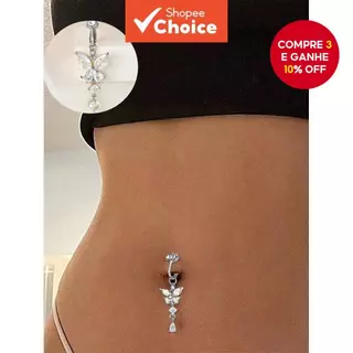 Anel De Piercing Corporal De Zircônia De Borboleta Longa E Glamourosa – Joias De Umbigo Sem Para Mulheres Acessório De F em Oferta na Shopee