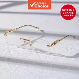 Óculos De Metal Retrô Sem Aro Masculinos , Destaque De Cabeça De Leopardo Com Design De Borla De Franja , Declaração Mod em Oferta na Shopee