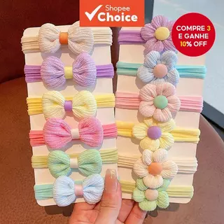 Laços De Cabelo Elásticos Altos Para Crianças , Faixas De Toalha Macia Rabos De Cavalo Suaves , 6 Peças em Oferta na Shopee