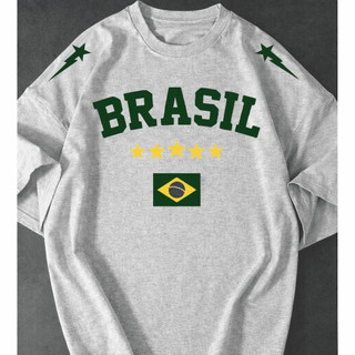 Camisetão Feminina Brasil Seleção Copa Streetwear Oversized Estilosa 100% Algodão Premium — foto 5 — Achou Levou Brasil