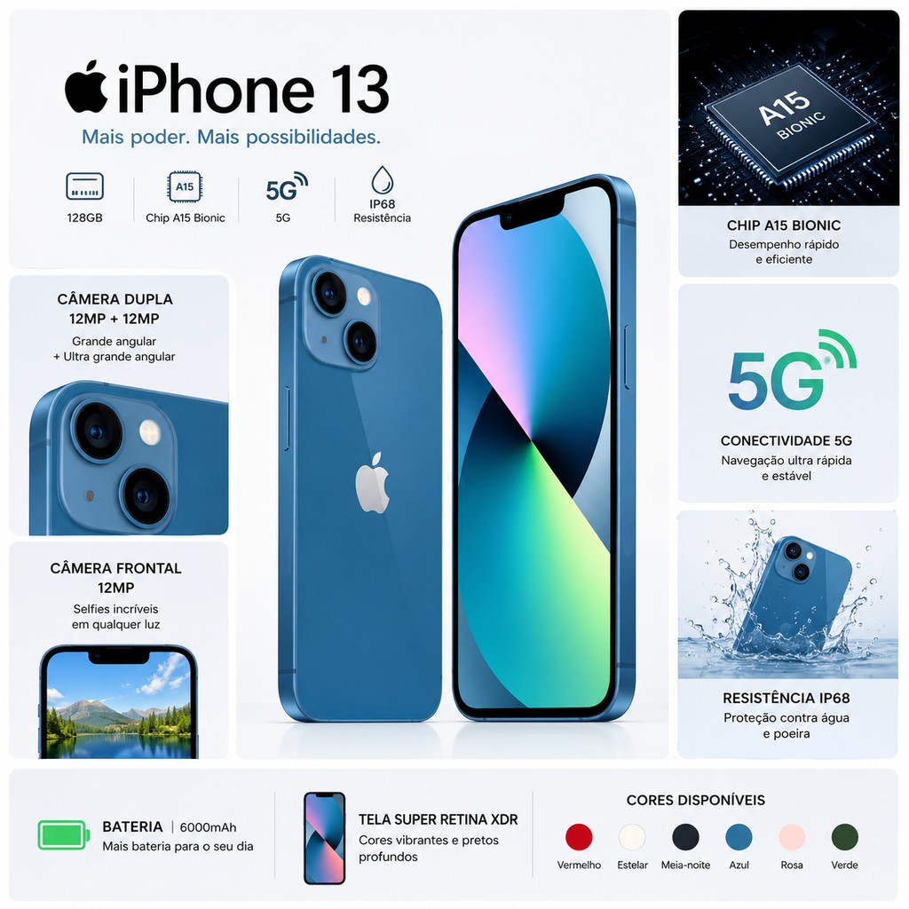 Apple iPhone 13 (128GB) - Original 6.06 inches IP68 Battery 85% to
