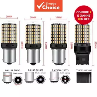 2 Pacotes De Lâmpadas LED 1156 T20 BA15S BAU15S Sinal De Mudança De Direção P21W 7440 1157 BAY15D Âmbar Branco Vermelho em Oferta na Shopee