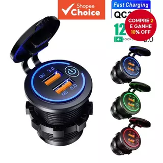 Carregador De Carro Duplo QC 3.0 , À Prova D'água , Tomada USB De Carregamento Rápido Com Interruptor Para Acessórios De em Oferta na Shopee