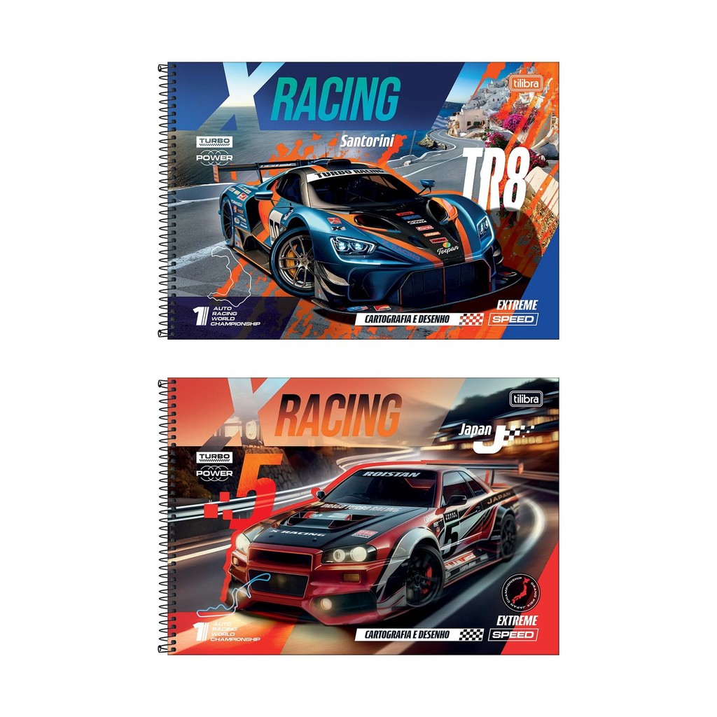 Caderno de Desenho Capa Dura X-Racing 80 Folhas Tilibra | Shopee Brasil