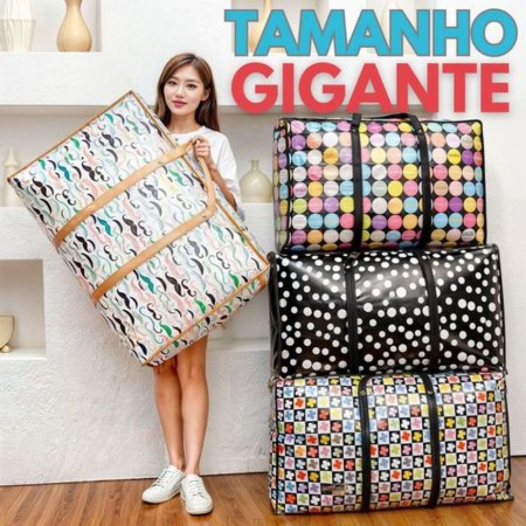 小物 GRAPHIC HUGE STOLE Sacolão Bolsa Impermeávelcom Ziper Resistente - Grande e Estiloso